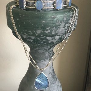 CH matching blue opalescent necklace and bracelet